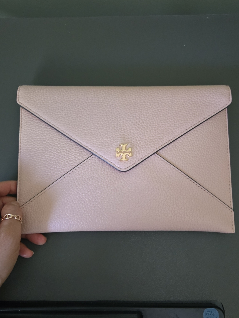 Tory Burch Blush Envelope Clutch with Gold Logo